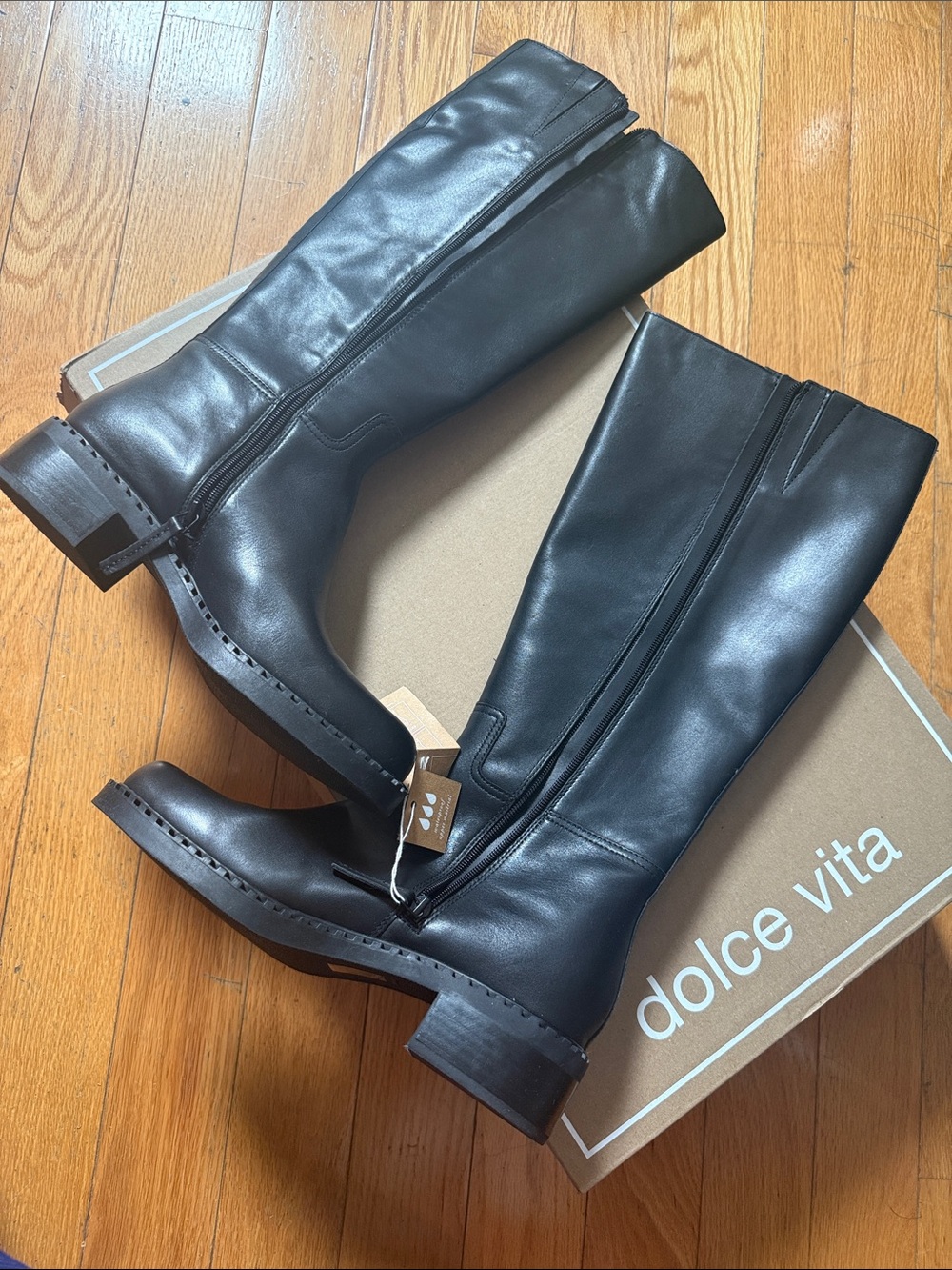 Dolce Vita Black Leather Waterproof Glory H2O Boots - size 9.5, new!